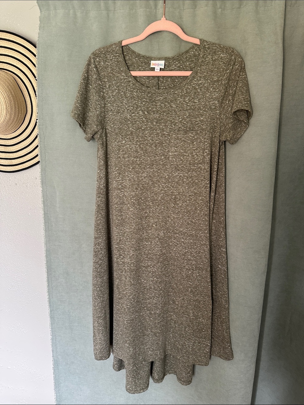 LuLaRoe Olive Heather Short Sleeve Midi Swing Dress